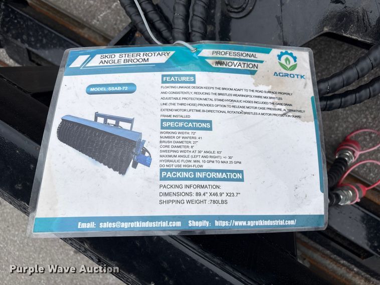 image for item FG2994 2026 Mower King SSAB72 skid steer broom