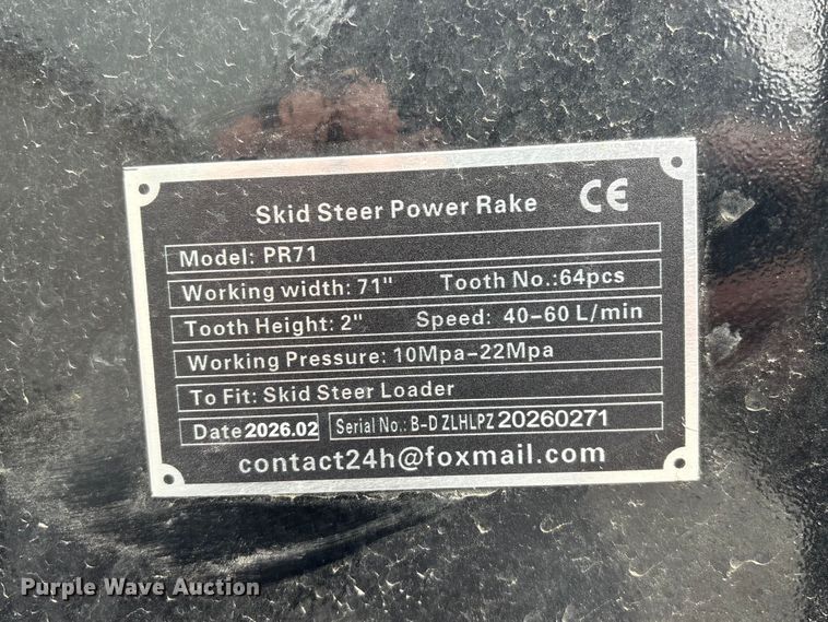 image for item FG2996 2026 Giyi PR71 skid steer power rake
