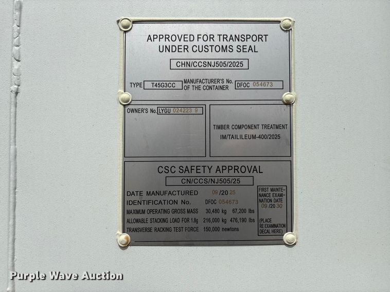image for item FG3000 2025 Shipping container