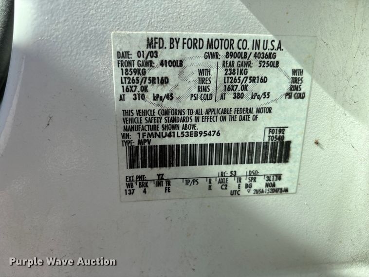 image for item FH7063 2003 Ford Excursion XLT 