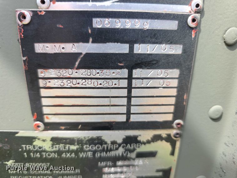 image for item FI1000 1990 AM General M998 Humvee SUV