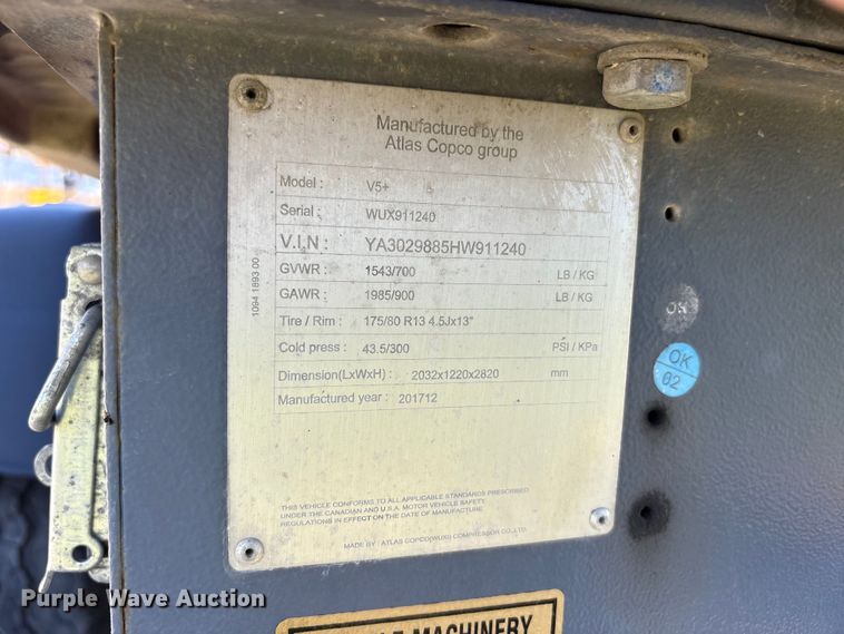 image for item FK1359 2017 Atlas Copco V5+ light plant