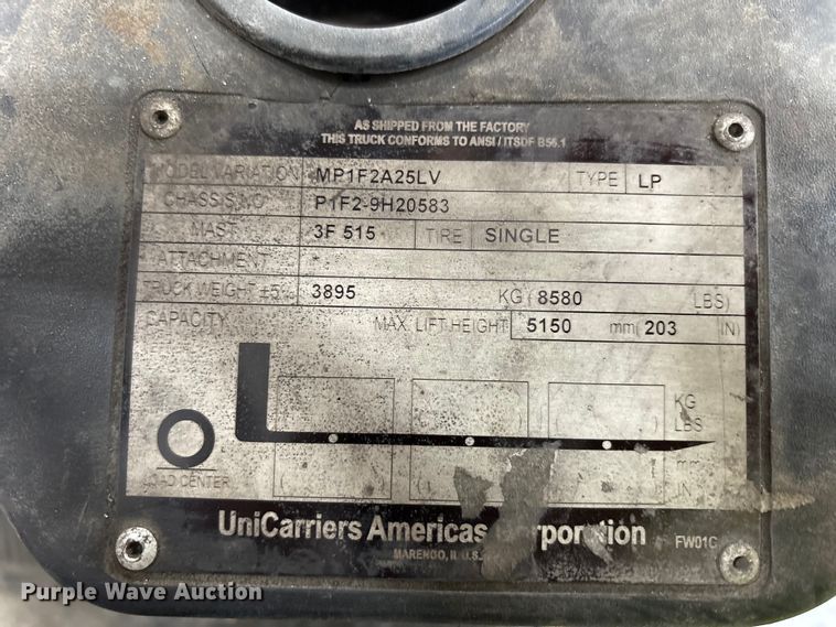 image for item FK1415 2016 UniCarriers PF50 forklift