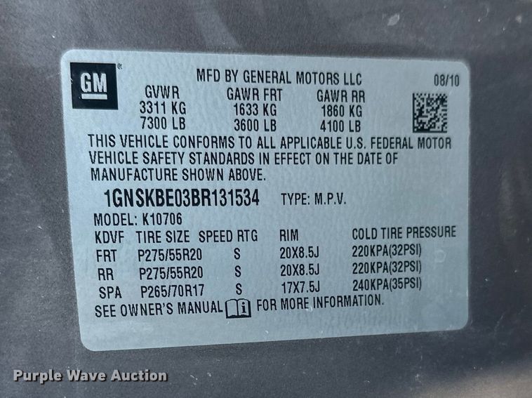 image for item FK1865 2011 Chevrolet Tahoe SUV