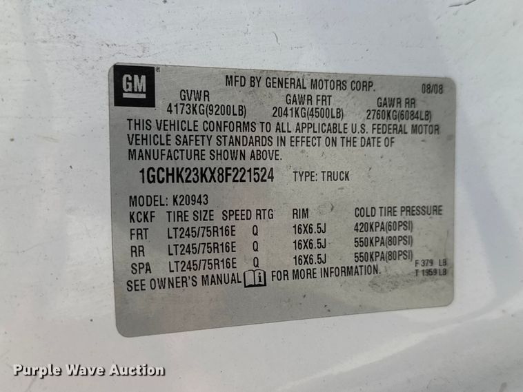 image for item GA9706 2008 Chevrolet Silverado 2500 HD Crew Cab pickup truck