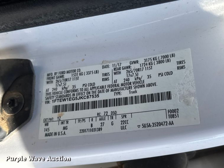 image for item MX9084 2018 Ford F150 Crew Cab pickup truck