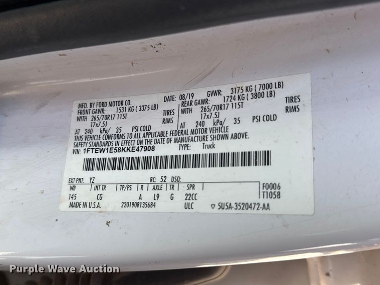 image for item MX9087 2019 Ford F150 Crew Cab pickup truck