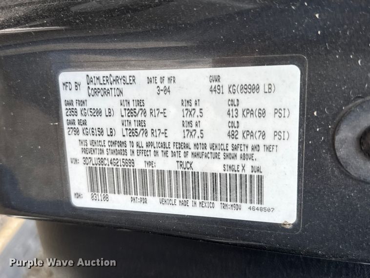 image for item MX9096 2004 Dodge Ram 3500 Crew Cab pickup truck