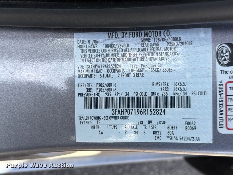 image for item MX9176 2006 Ford Fusion 