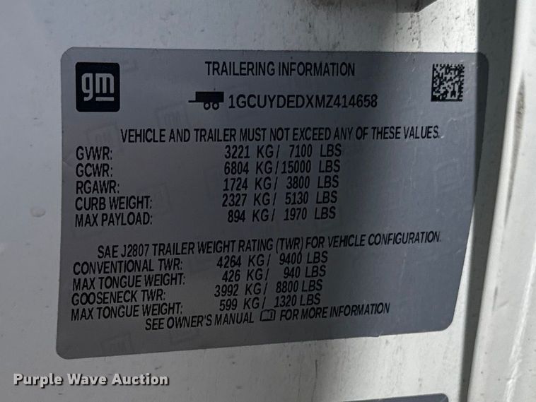 image for item NK9148 2021 Chevrolet Silverado 1500 Crew Cab pickup truck