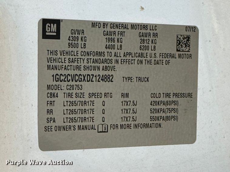 image for item NK9203 2013 Chevrolet Silverado 2500HD Ext. Cab pickup truck