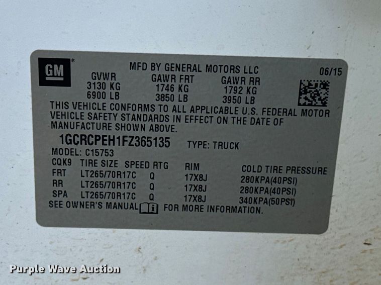 image for item NK9204 2015 Chevrolet Silverado 1500 Ext. Cab pickup truck