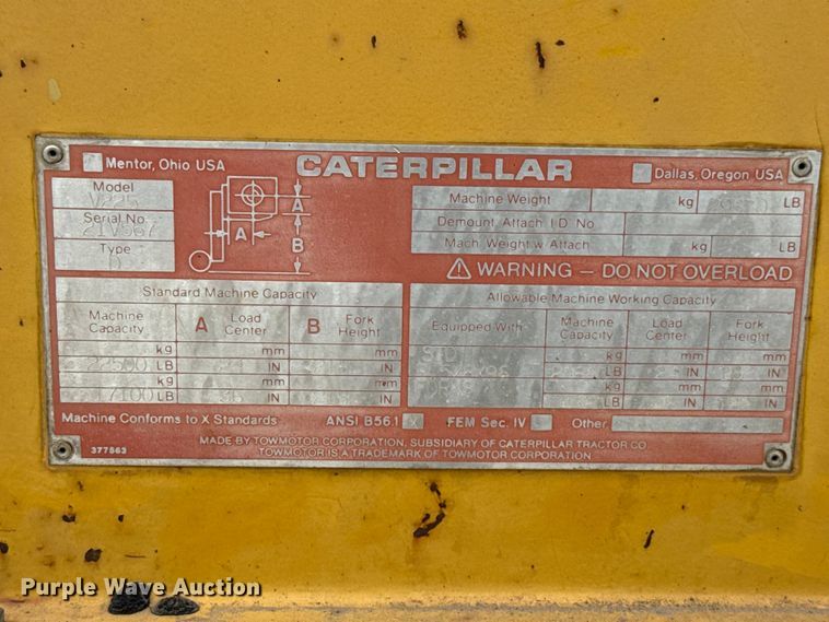 image for item NK9224 Caterpillar V225 forklift