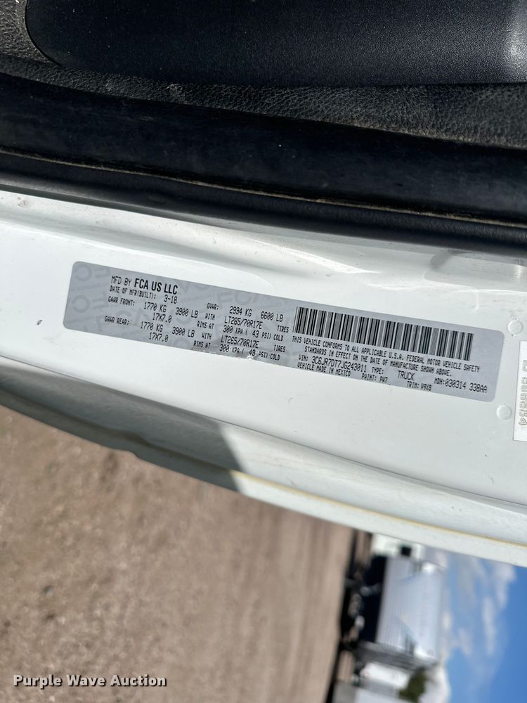 image for item YA2111 2018 RAM 1500 pickup truck