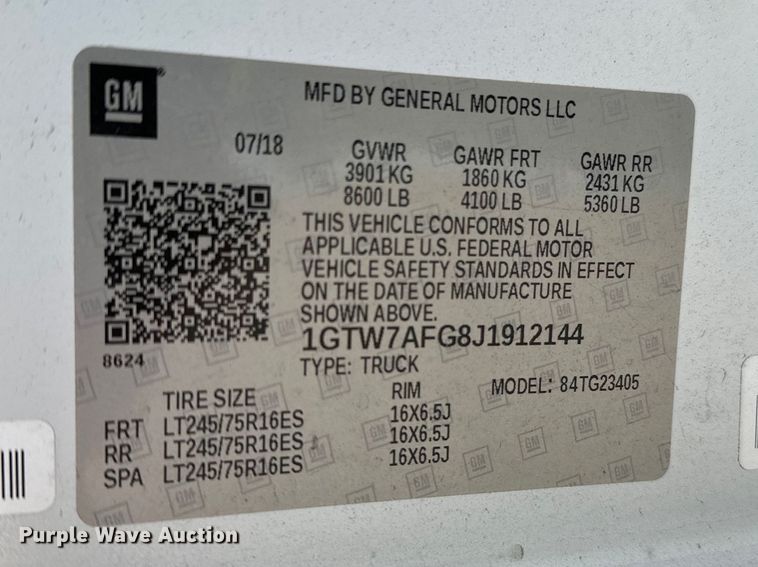 image for item YA2115 2018 GMC Savana G2500 van