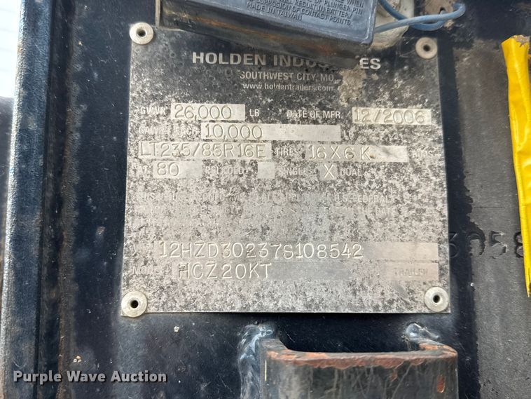 image for item YA3040 2007 Holden HCZ20KT equipment trailer