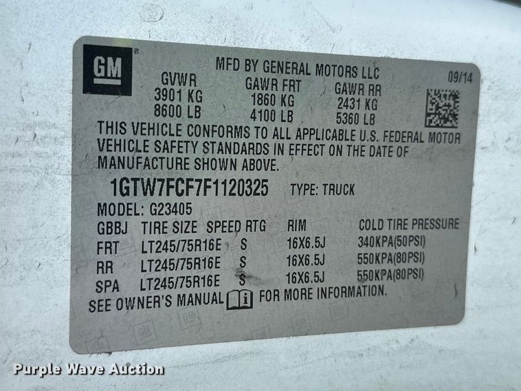 image for item YA3205 2015 GMC Savana G2500 van