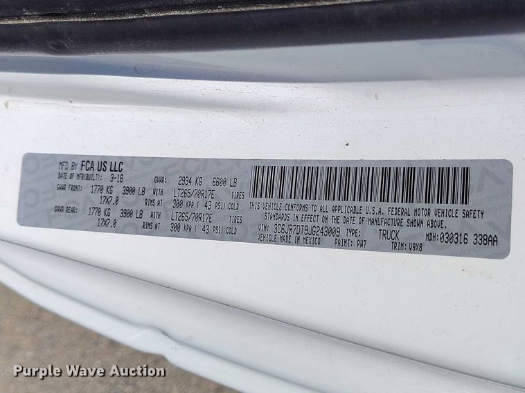 image for item YA3208 2018 RAM 1500 pickup truck