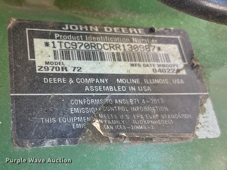 image for item YA3324 2024 John Deere Z970R ZTR lawn mower