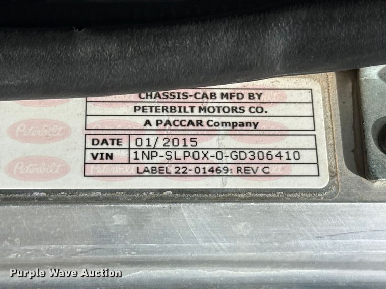 image for item DH1935 2016 Peterbilt 365 crane truck