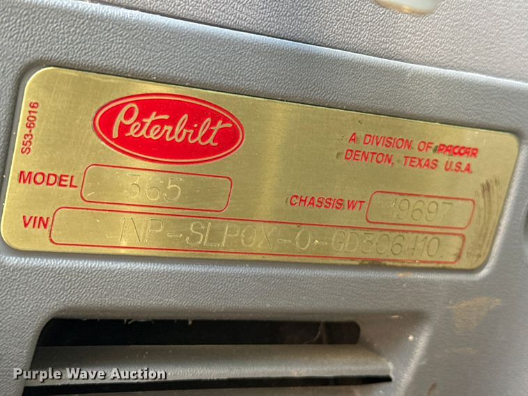 image for item DH1935 2016 Peterbilt 365 crane truck