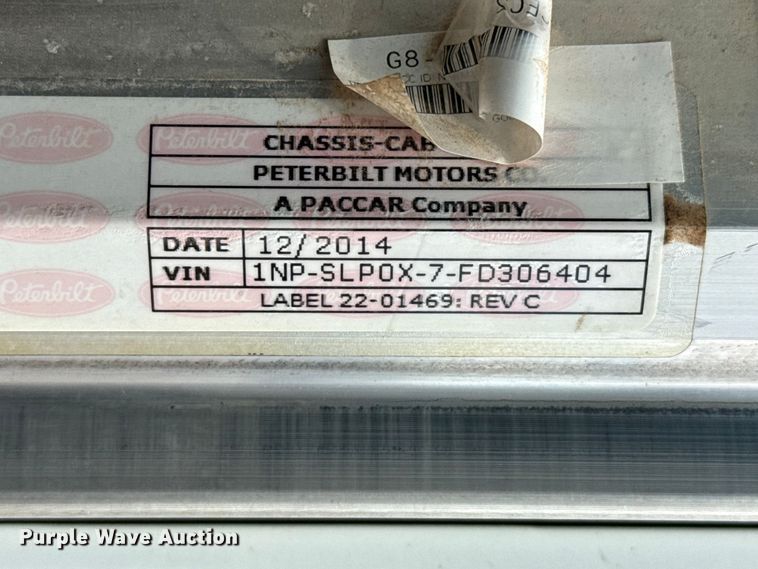 image for item DH1936 2015 Peterbilt 365 crane truck