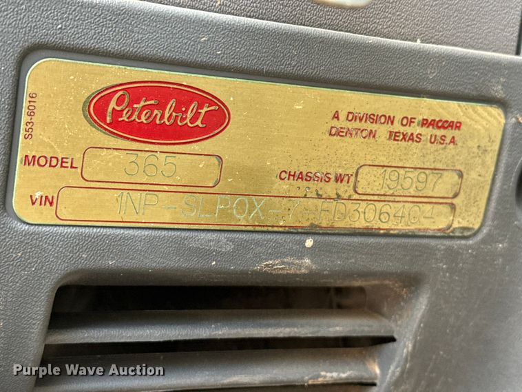 image for item DH1936 2015 Peterbilt 365 crane truck