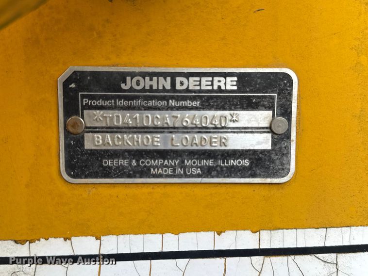 image for item DO8500 1990 John Deere 410C backhoe