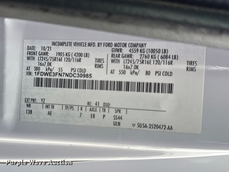 image for item DO8501 2022 Ford E350 Super Duty van with bucket lift