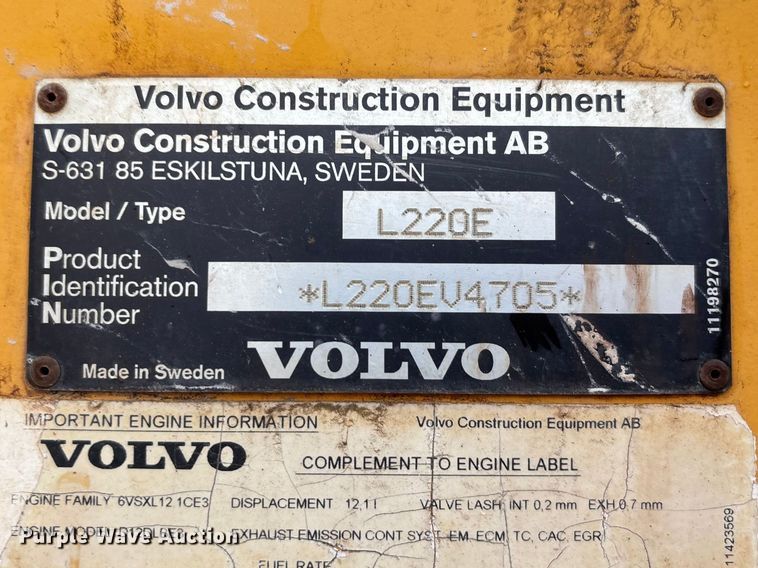 image for item DT0064 2007 Volvo L220E wheel loader