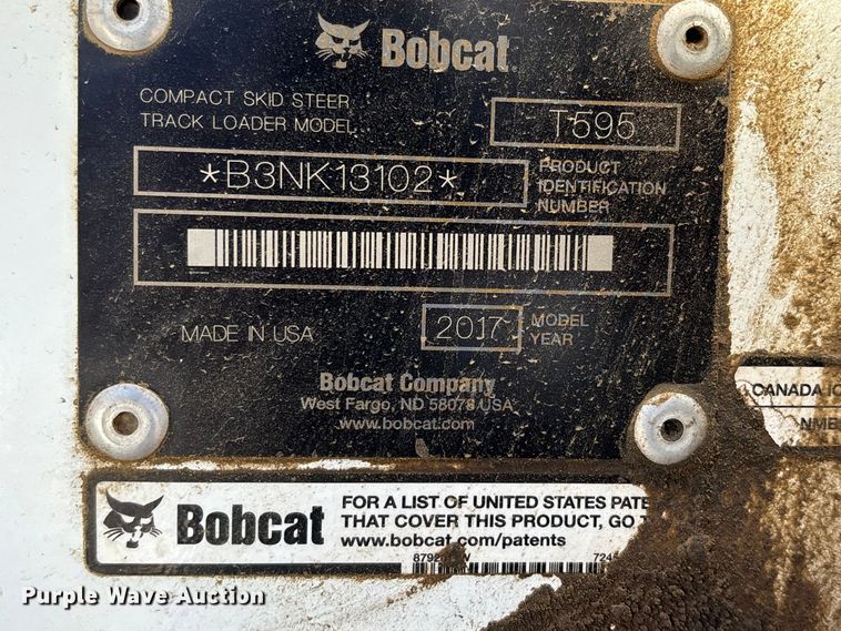 image for item DT0141 2017 Bobcat T595 tracked skid steer loader