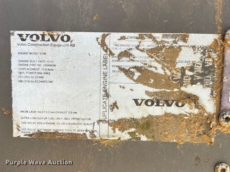 image for item DT0142 2012 Volvo EC480D L excavator