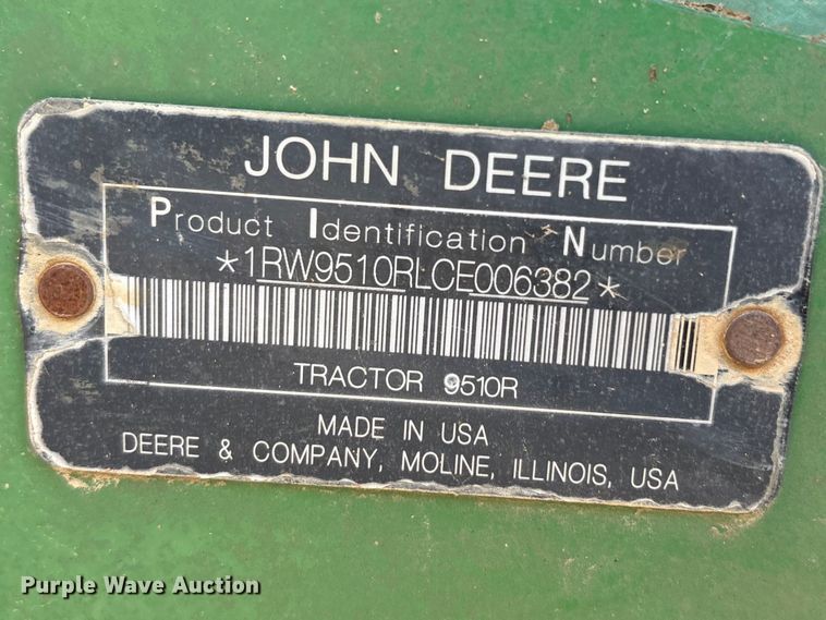 image for item DT0155 2012 John Deere 9510R 4WD tractor