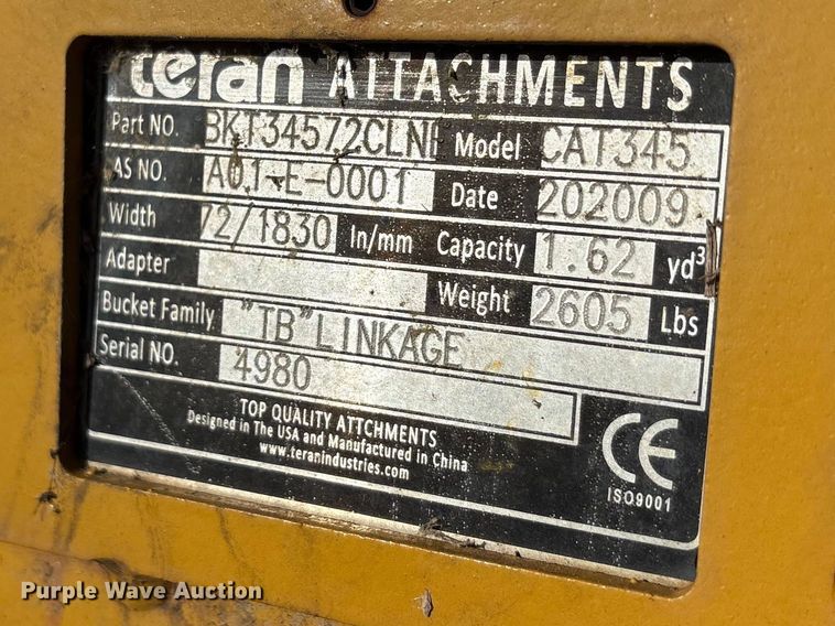 image for item DT0157 Ceran CAT345 excavator bucket