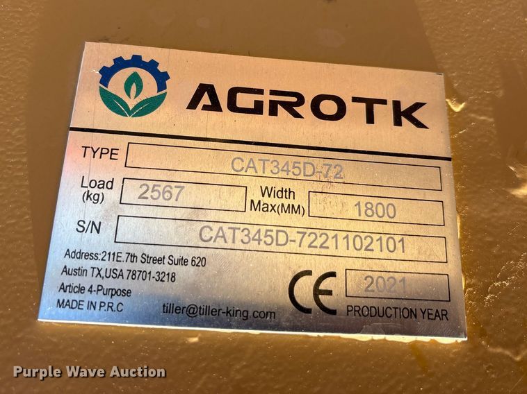 image for item DT0158 2021 Agrotk Cat345D-72 excavator bucket