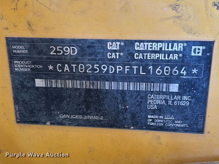 image for item DU0469 2018 Caterpillar 259D tracked skid steer loader