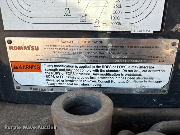 image for item DU0486 2021 Komatsu D39PX-24 dozer