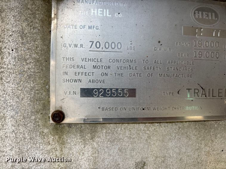 image for item DV4278 1977 Heil Tanker tank trailer