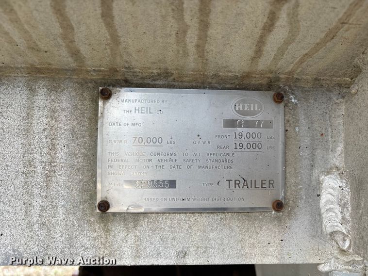 image for item DV4278 1977 Heil Tanker tank trailer