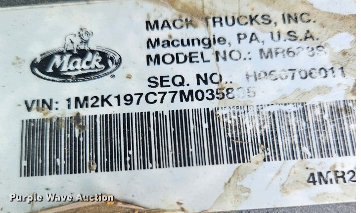 image for item DZ7030 2007 Mack MR688S concrete pump truck