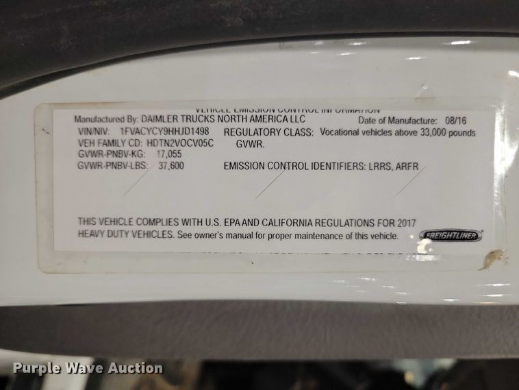 image for item DZ7032 2017 Freightliner Business Class M2 bucket truck