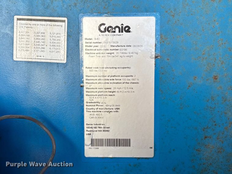 image for item EA4752 2006 Genie S-60 boom lift