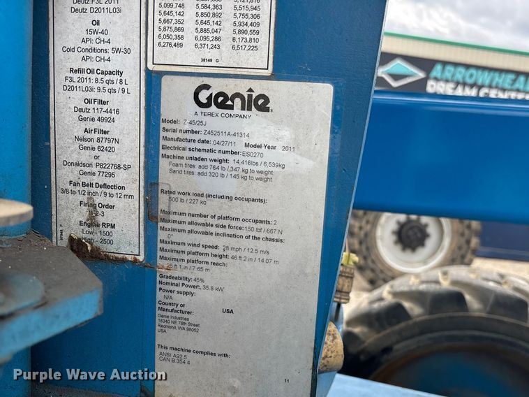 image for item EA4760 2011 Genie Z-45/25J boom lift