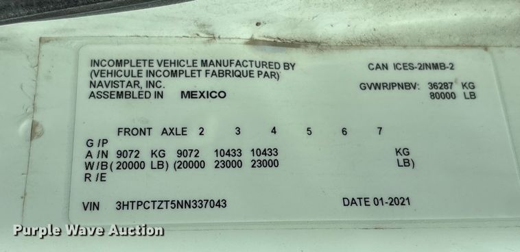 image for item EA7219 2022 International HX620 volumetric concrete mixer truck