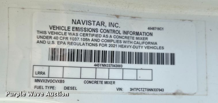 image for item EA7219 2022 International HX620 volumetric concrete mixer truck