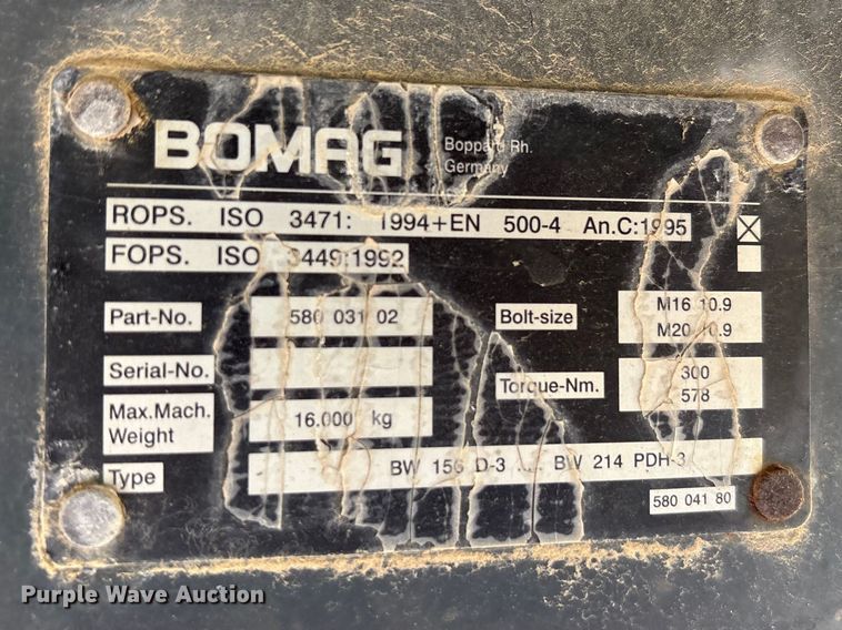 image for item EA7956 2006 Bomag BW177D-3 single drum vibratory roller