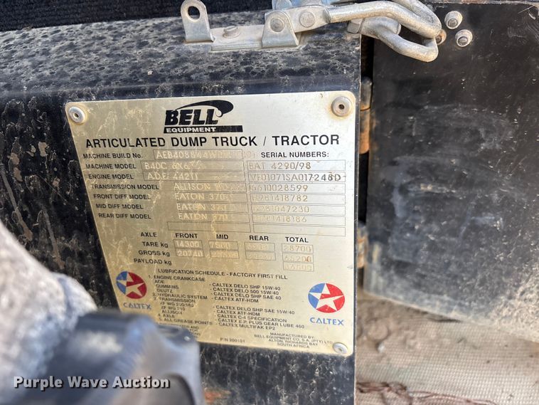 image for item EA7967 1999 Bell B40C articulated haul truck