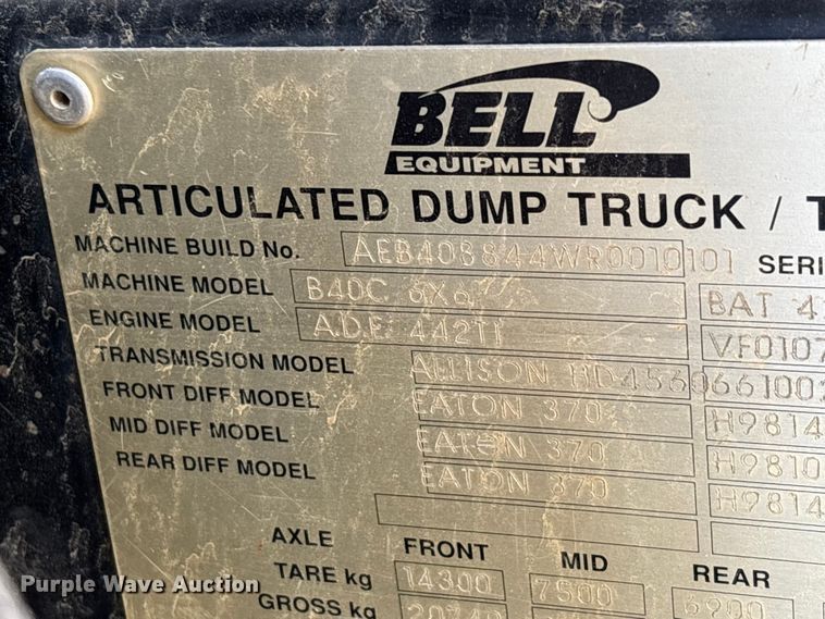 image for item EA7967 1999 Bell B40C articulated haul truck