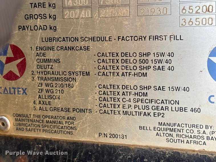 image for item EA7967 1999 Bell B40C articulated haul truck