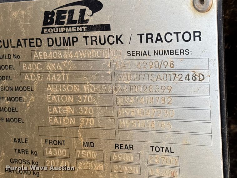 image for item EA7967 1999 Bell B40C articulated haul truck